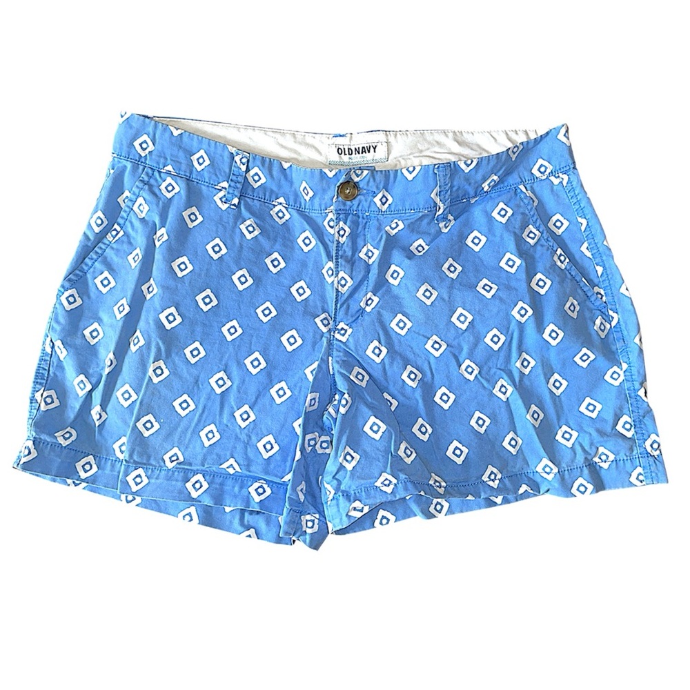 Old Navy Women's Blue White Cotton Pattern Geometric Shorts Size 10